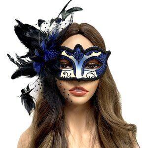 Women Costume Venetian mask Feather Masquerade Party Masks